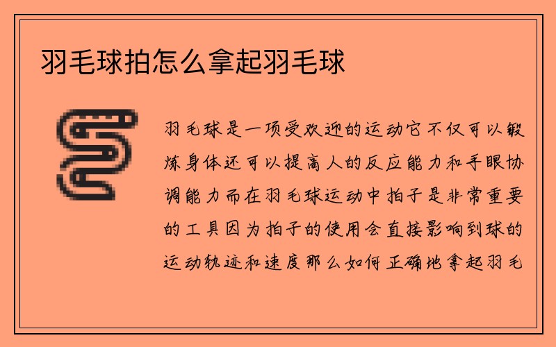 羽毛球拍怎么拿起羽毛球