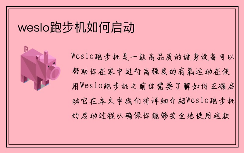 weslo跑步机如何启动