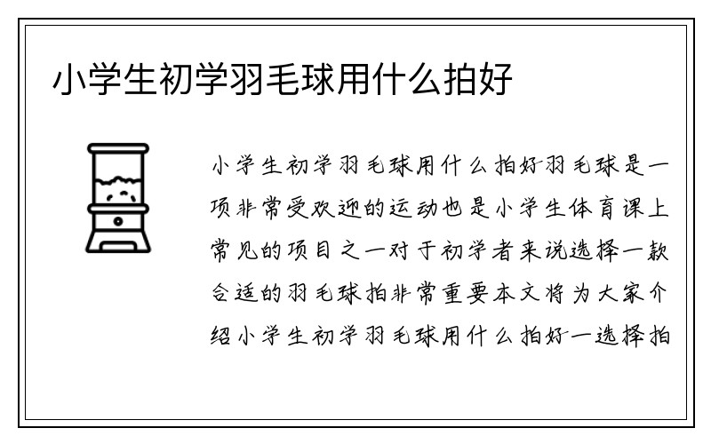 小学生初学羽毛球用什么拍好