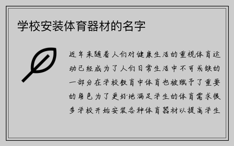 学校安装体育器材的名字