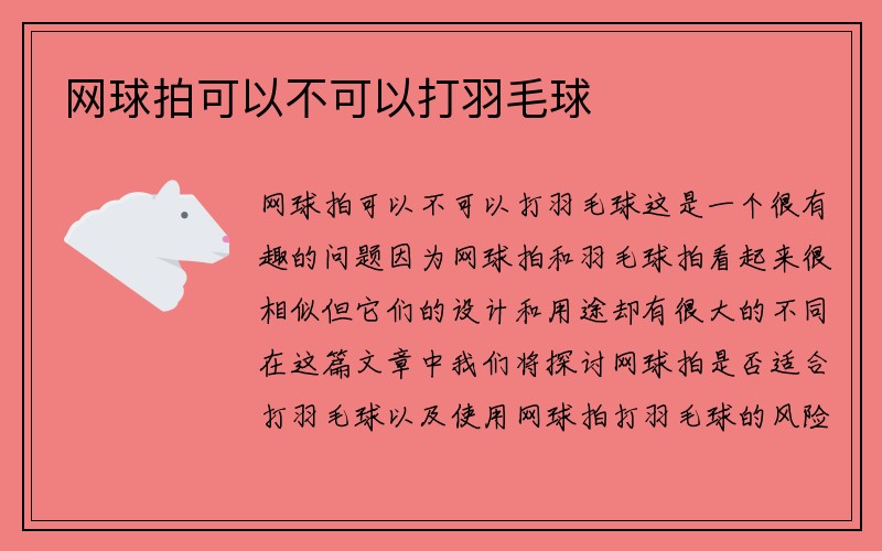 网球拍可以不可以打羽毛球