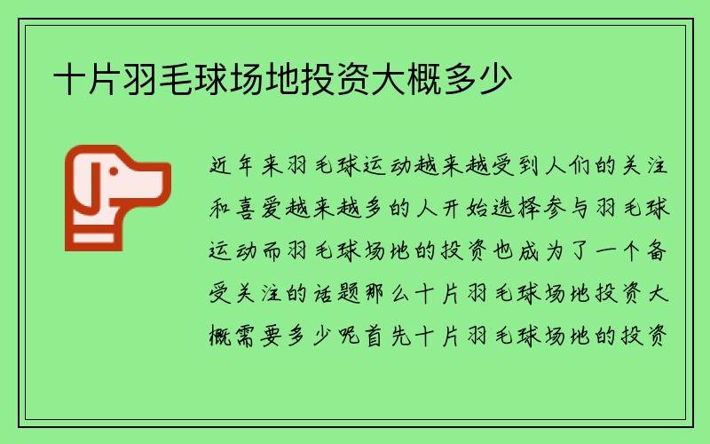 十片羽毛球场地投资大概多少