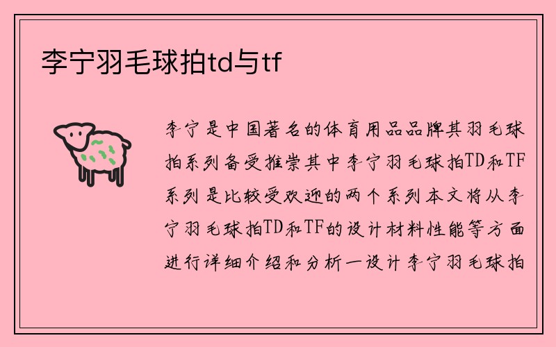 李宁羽毛球拍td与tf